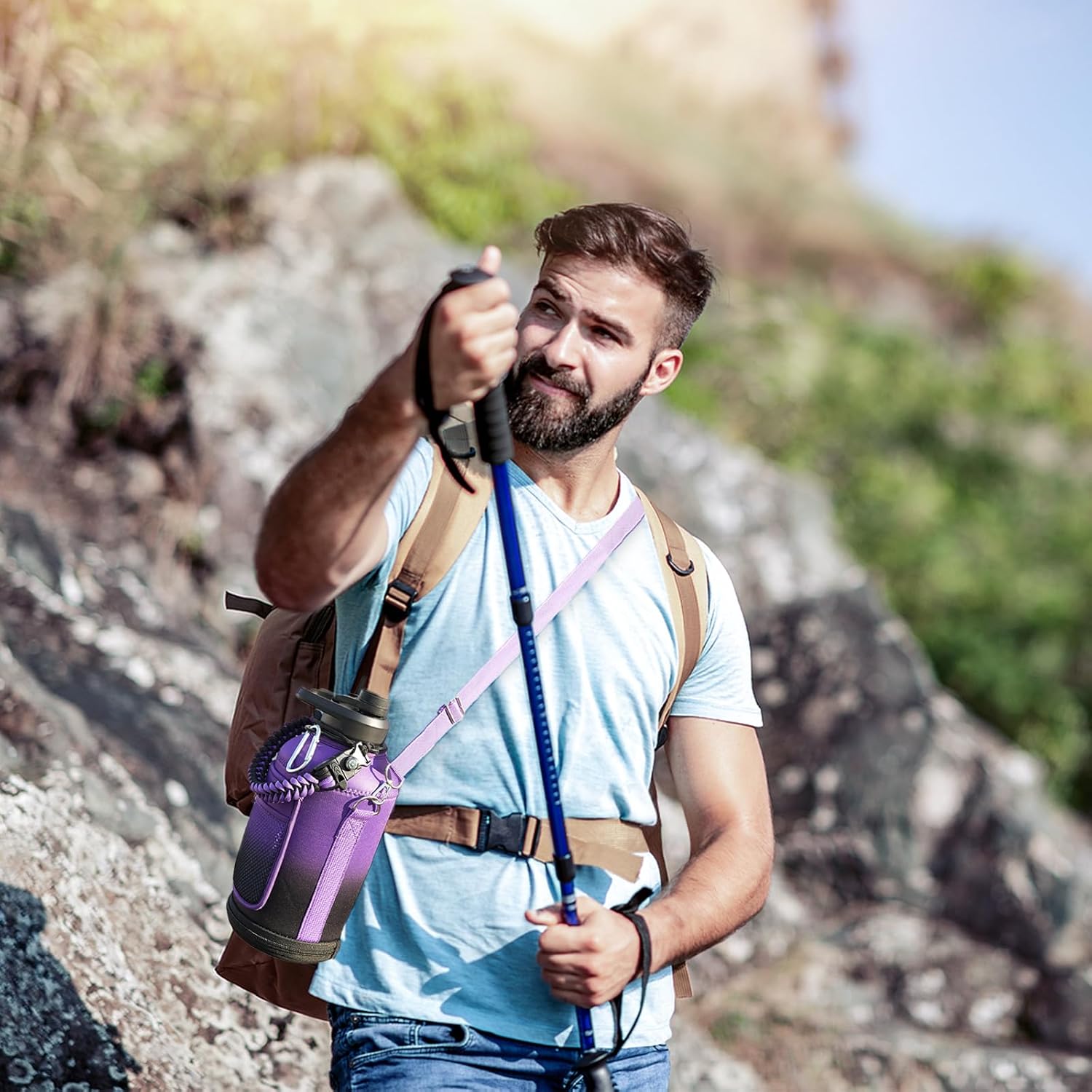 Hydration Hero 64oz Insulated Water Bottle – Trail, Campsite & Backcountry Hydration with Carrier Bag and Compass