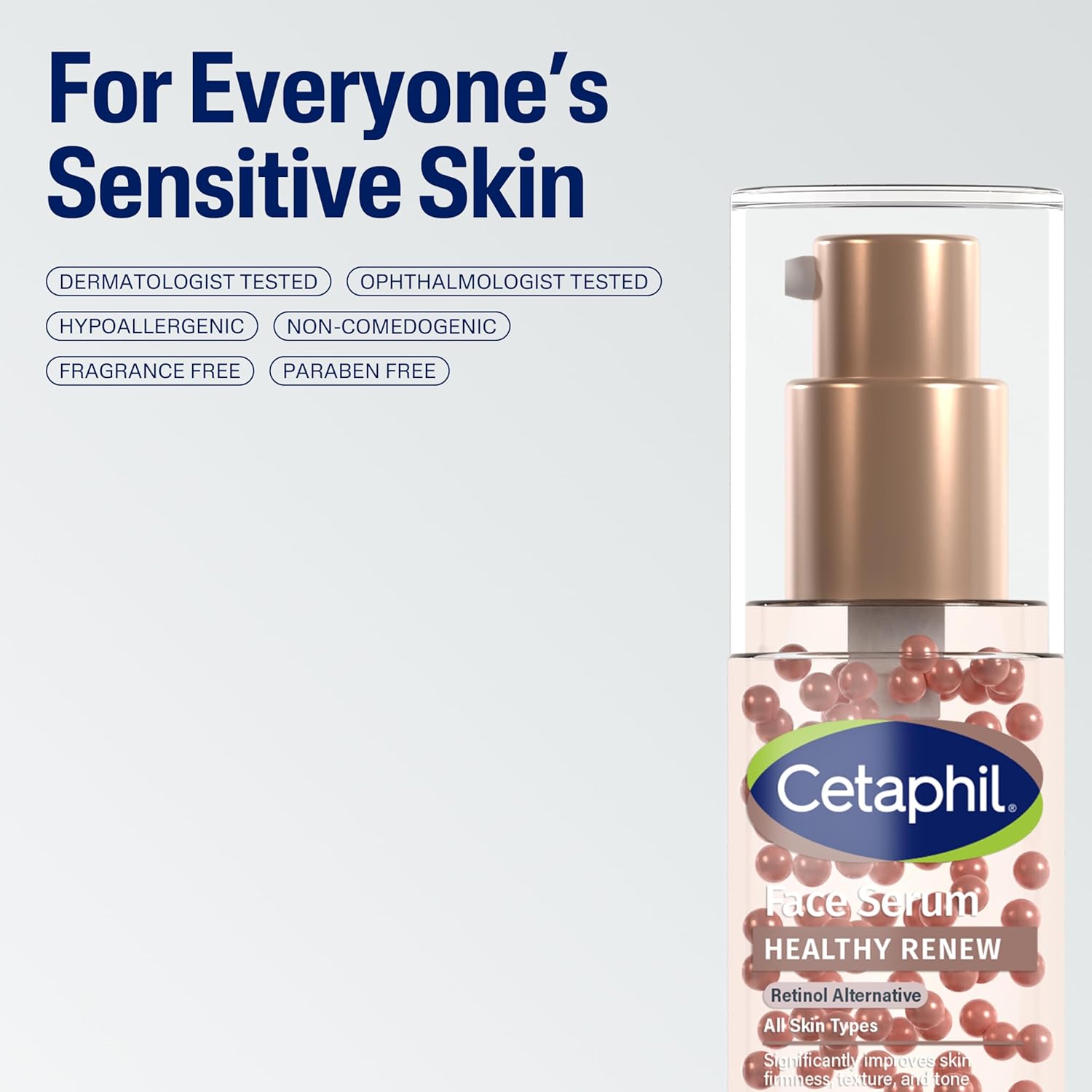 hypoallergenic, fragrance free, paraben free formula clinically tested for sensitive skin
