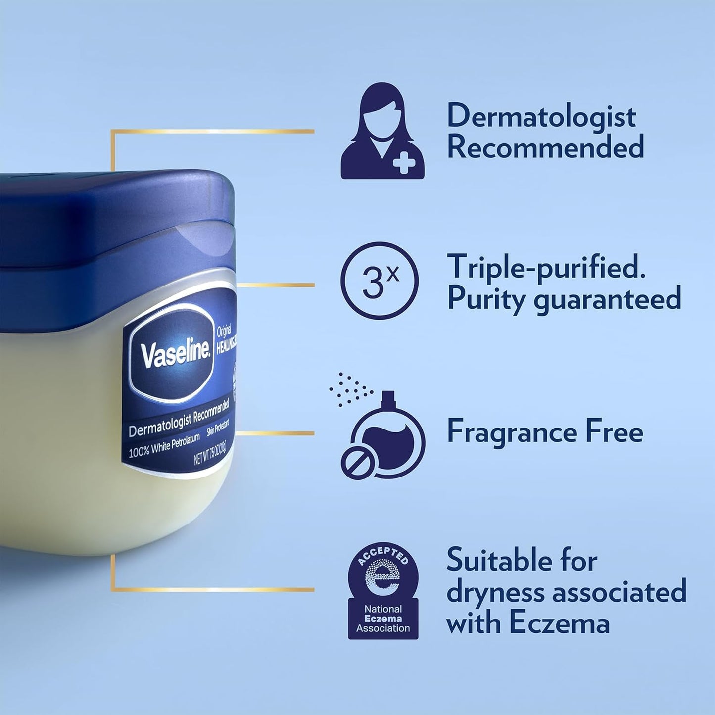 hypoallergenic, non-comedogenic, fragrance-free formulation suitable for eczema-prone and baby skin