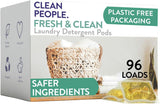 The Clean People Laundry Detergent Pods - Hypoallergenic Sensitive Skin Formula for Wellness-Focused Homes, Fragrance Free 96 Pack