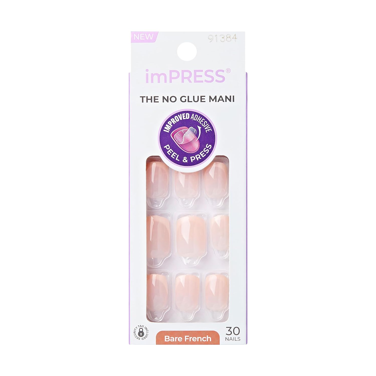 improved no-glue adhesive backing on every nail for peel-press-go application