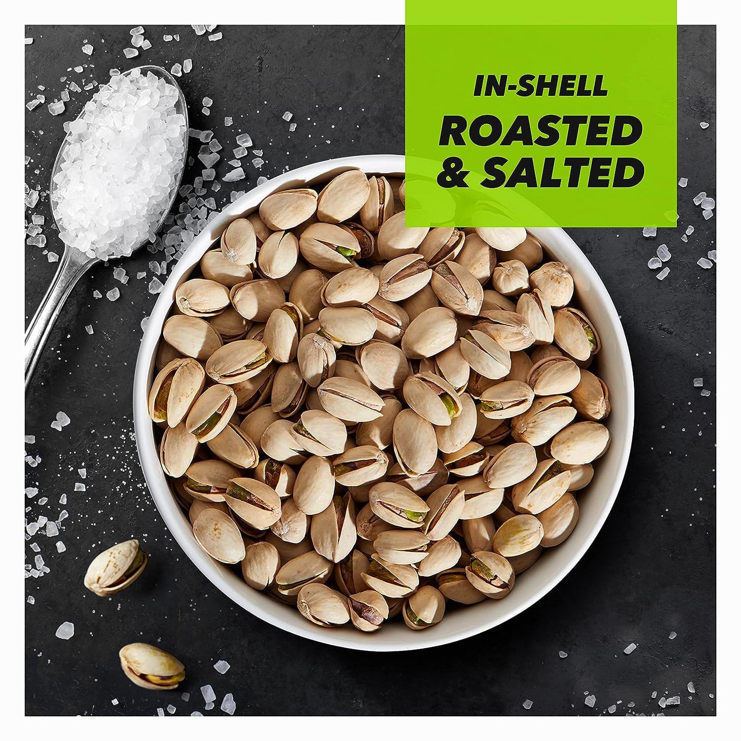 in-shell roasted & salted pistachios (with a salt & pepper flavor option)