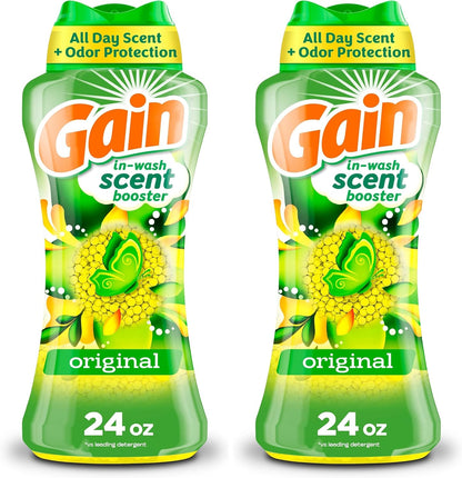 in-wash scent booster bead format added directly to the washer drum