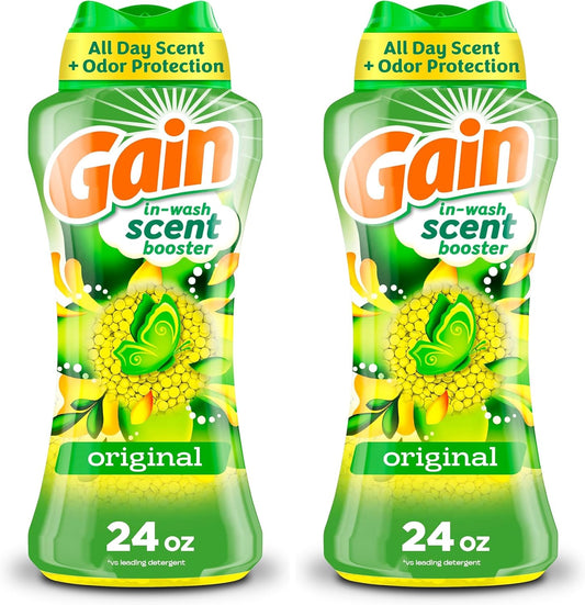 in-wash scent booster bead format added directly to the washer drum