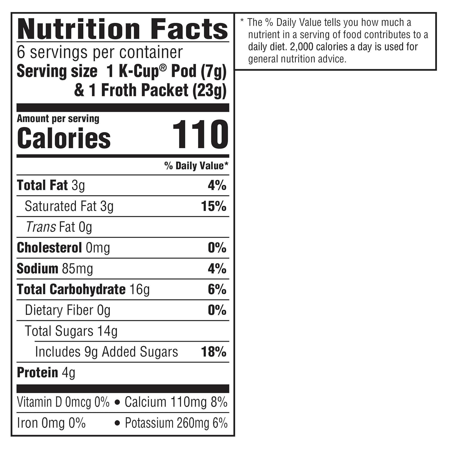 included caramel macchiato froth packets made with real milk