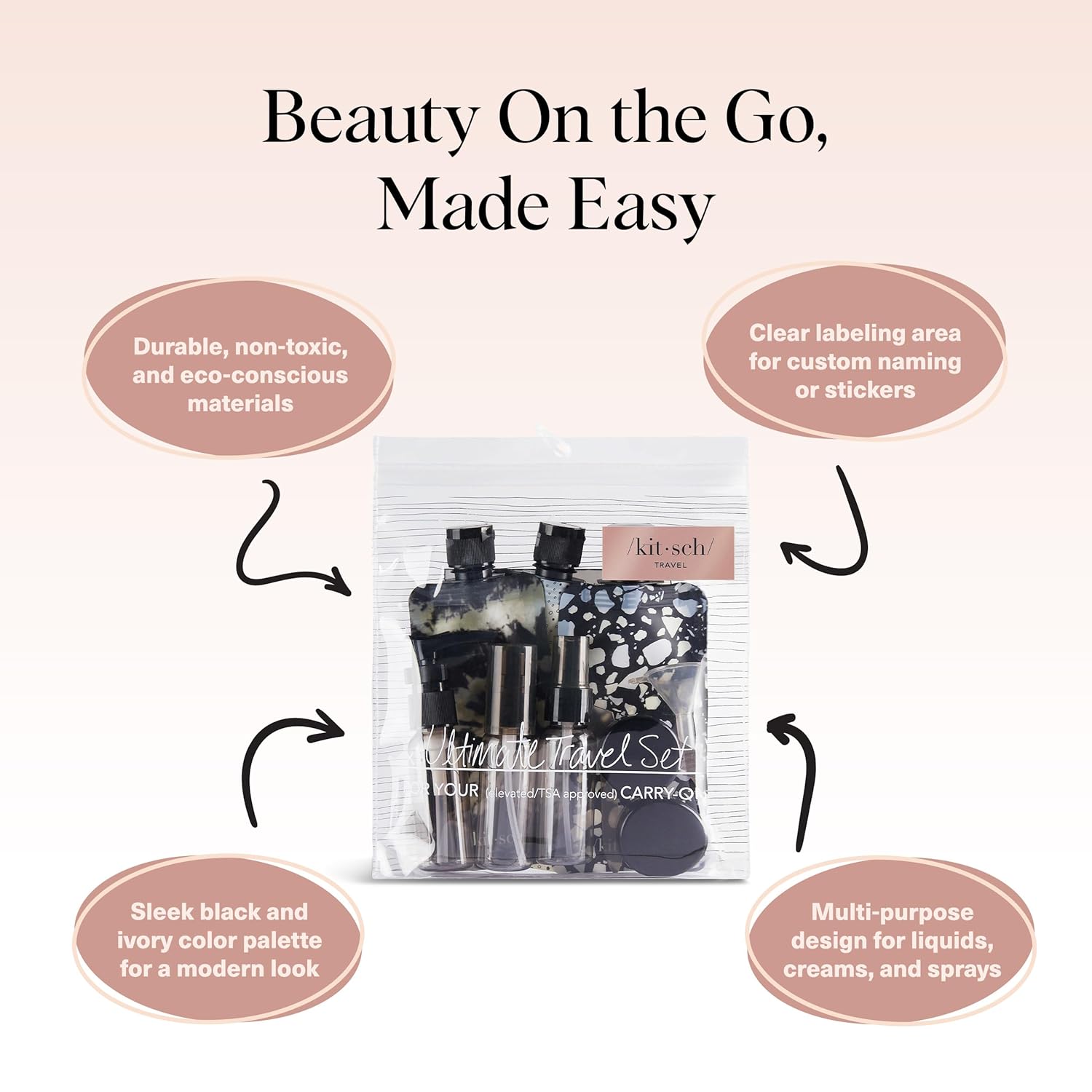 included mini funnel, spatula, and pipette for clean decanting from full-size products