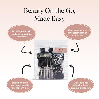 included mini funnel, spatula, and pipette for clean decanting from full-size products