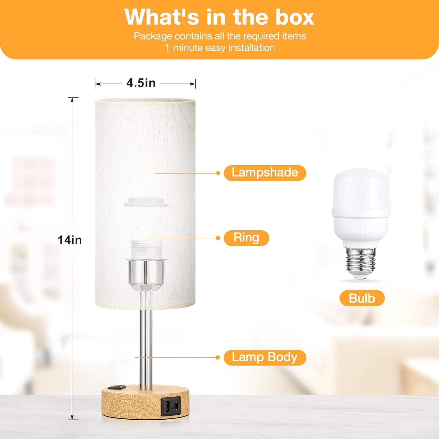 included non-flicker e26 led bulb (6w, a19 shape)