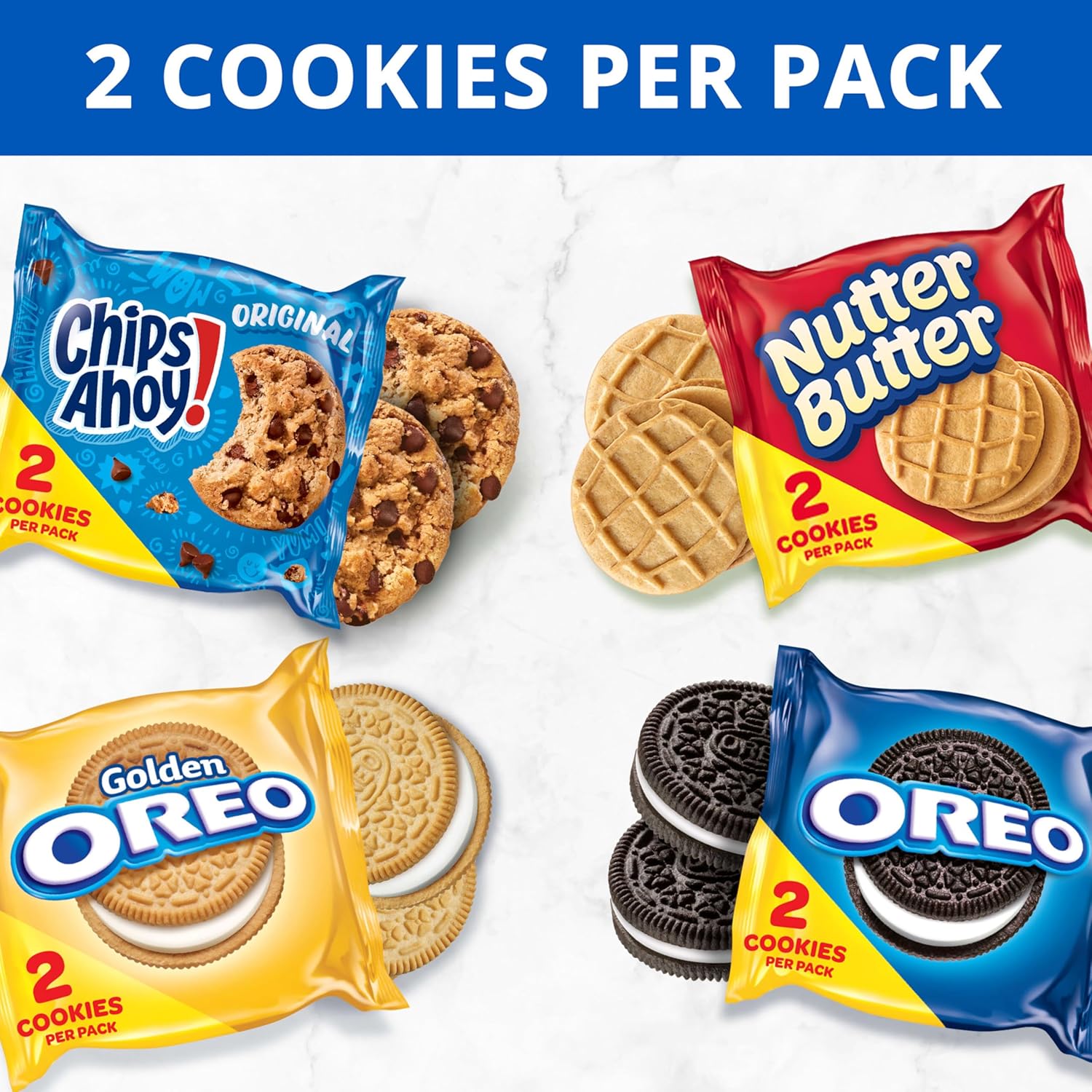 individually sealed wrappers that lock in freshness across all four cookie varieties