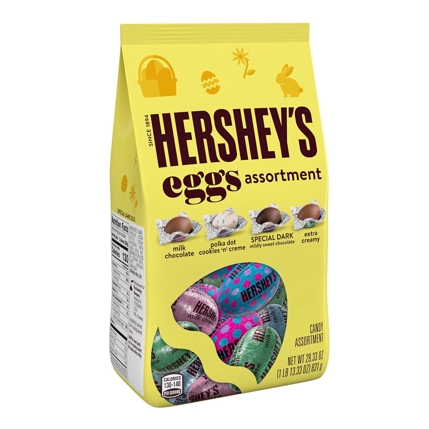 individually wrapped egg shapes in multicolored pastel foils
