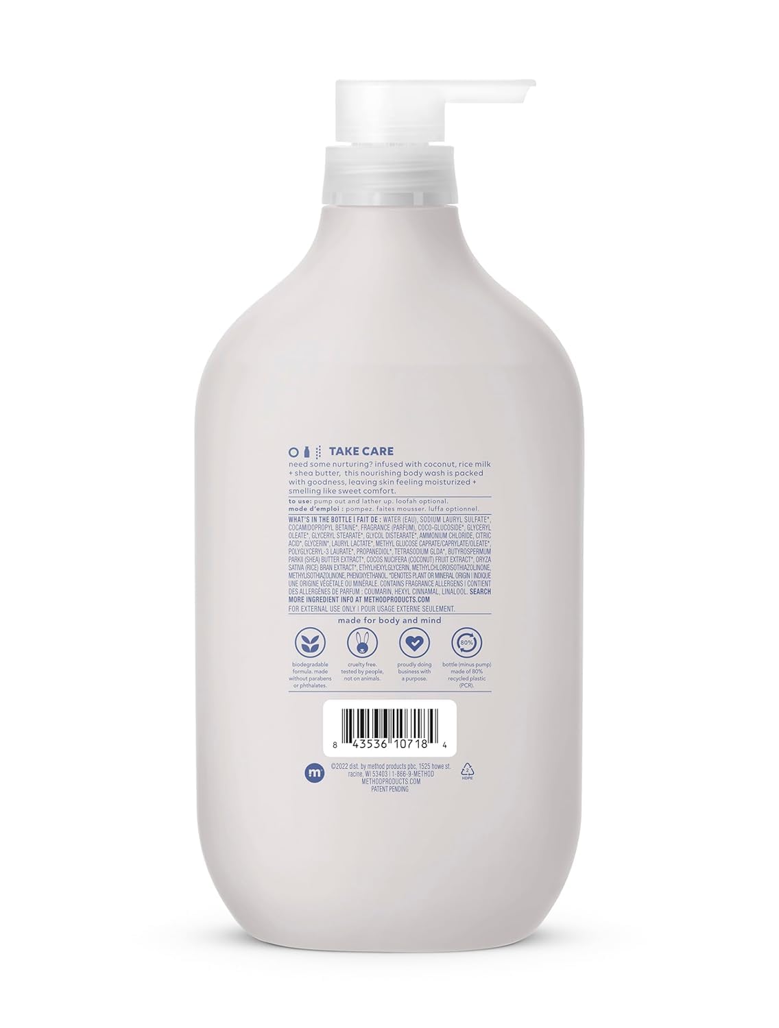 infused with coconut, rice milk, and shea butter for in-shower moisturization