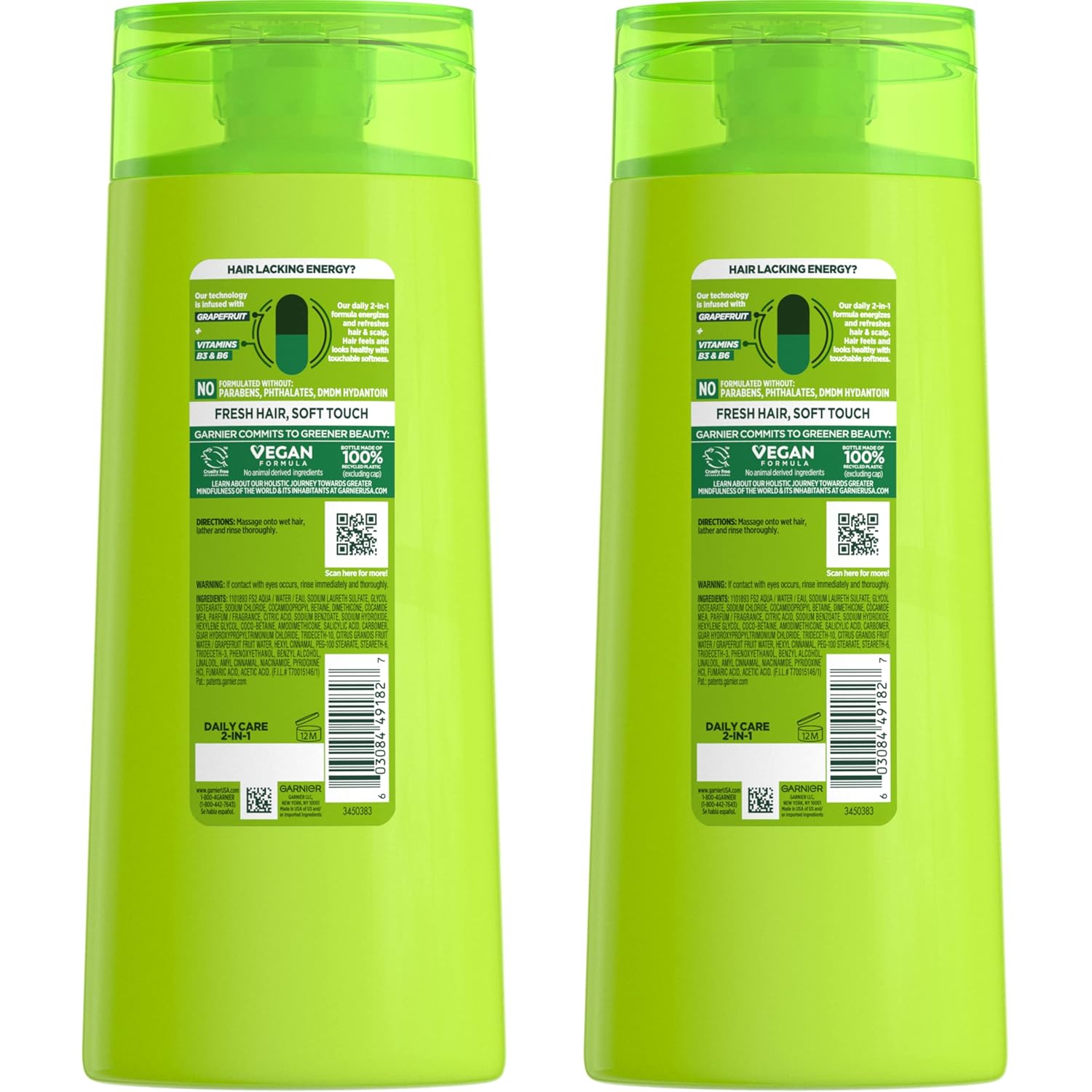 infused with grapefruit extract and vitamins b3 and b6 for scalp energizing and hair strengthening
