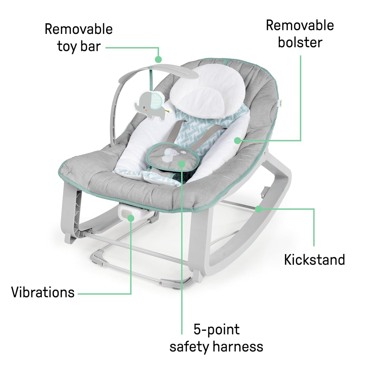 Ingenuity Keep Cozy 3-in-1 Rocker and Bouncer – Multi-Functional Infant to Toddler Chair for Minimalist Nurseries