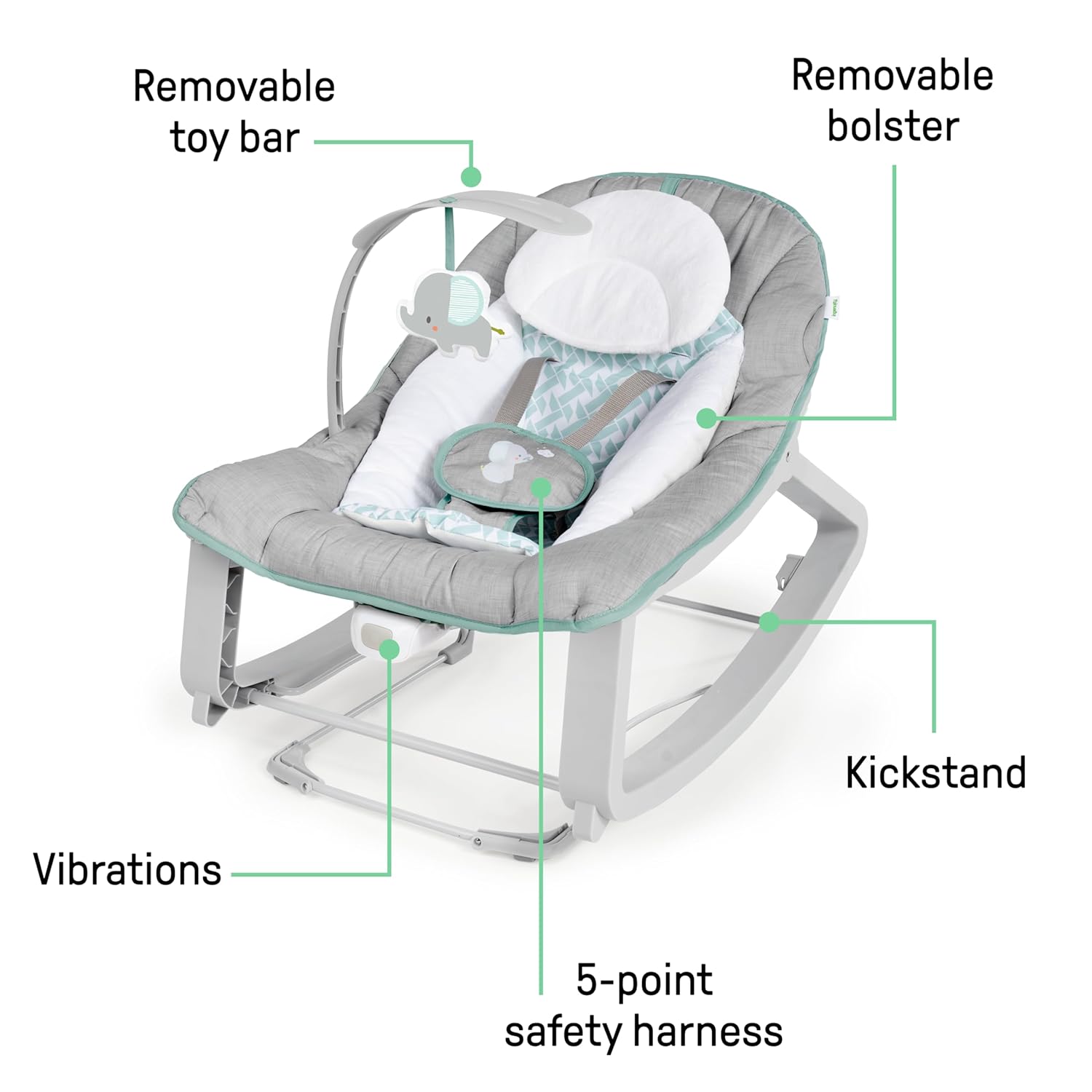 Ingenuity Keep Cozy 3-in-1 Rocker and Bouncer – Multi-Functional Infant to Toddler Chair for Minimalist Nurseries