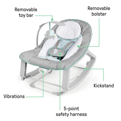Ingenuity Keep Cozy 3-in-1 Rocker and Bouncer – Multi-Functional Infant to Toddler Chair for Minimalist Nurseries