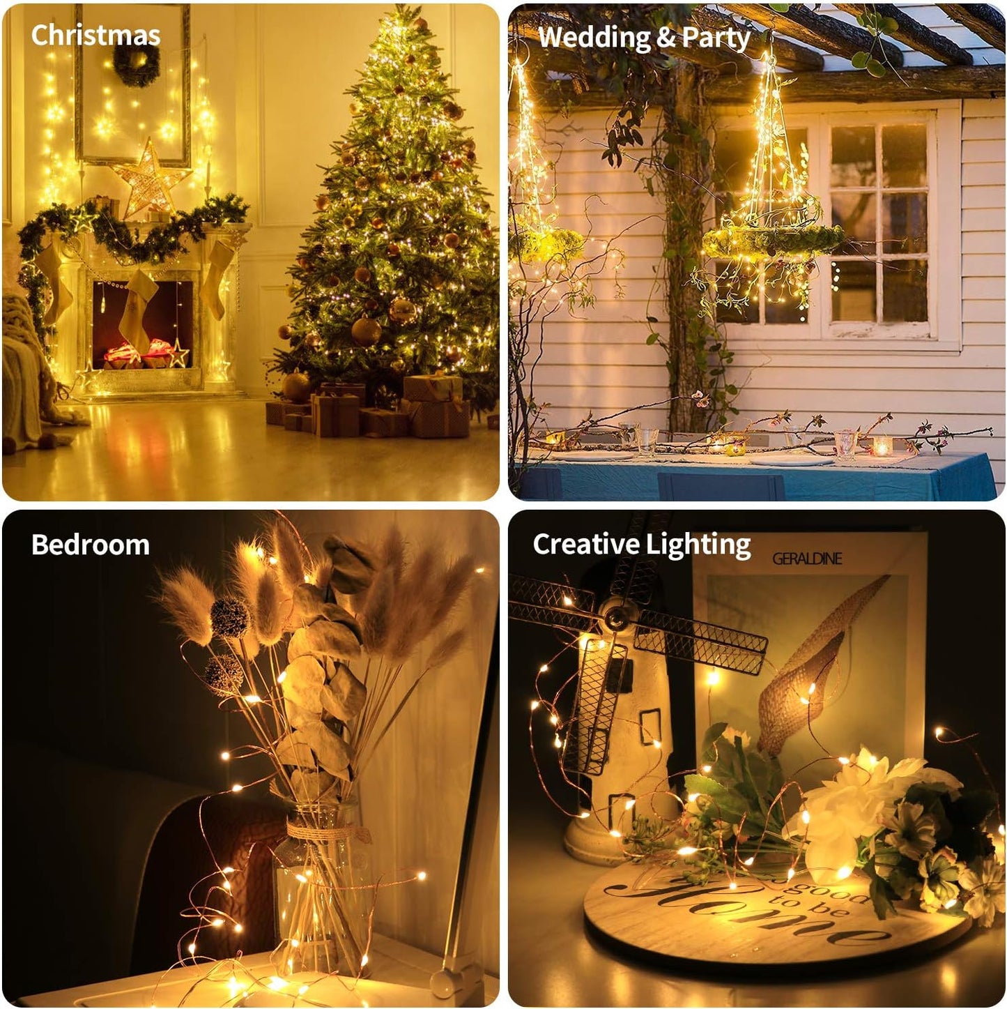 innolife Copper Wire Fairy Lights 6 Pack – Aesthetic Living Room String Lights with Dimmable Remote and Auto Shut-Off