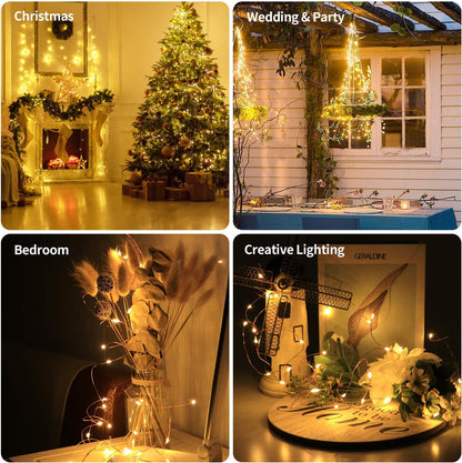 innolife Copper Wire Fairy Lights 6 Pack – Aesthetic Living Room String Lights with Dimmable Remote and Auto Shut-Off
