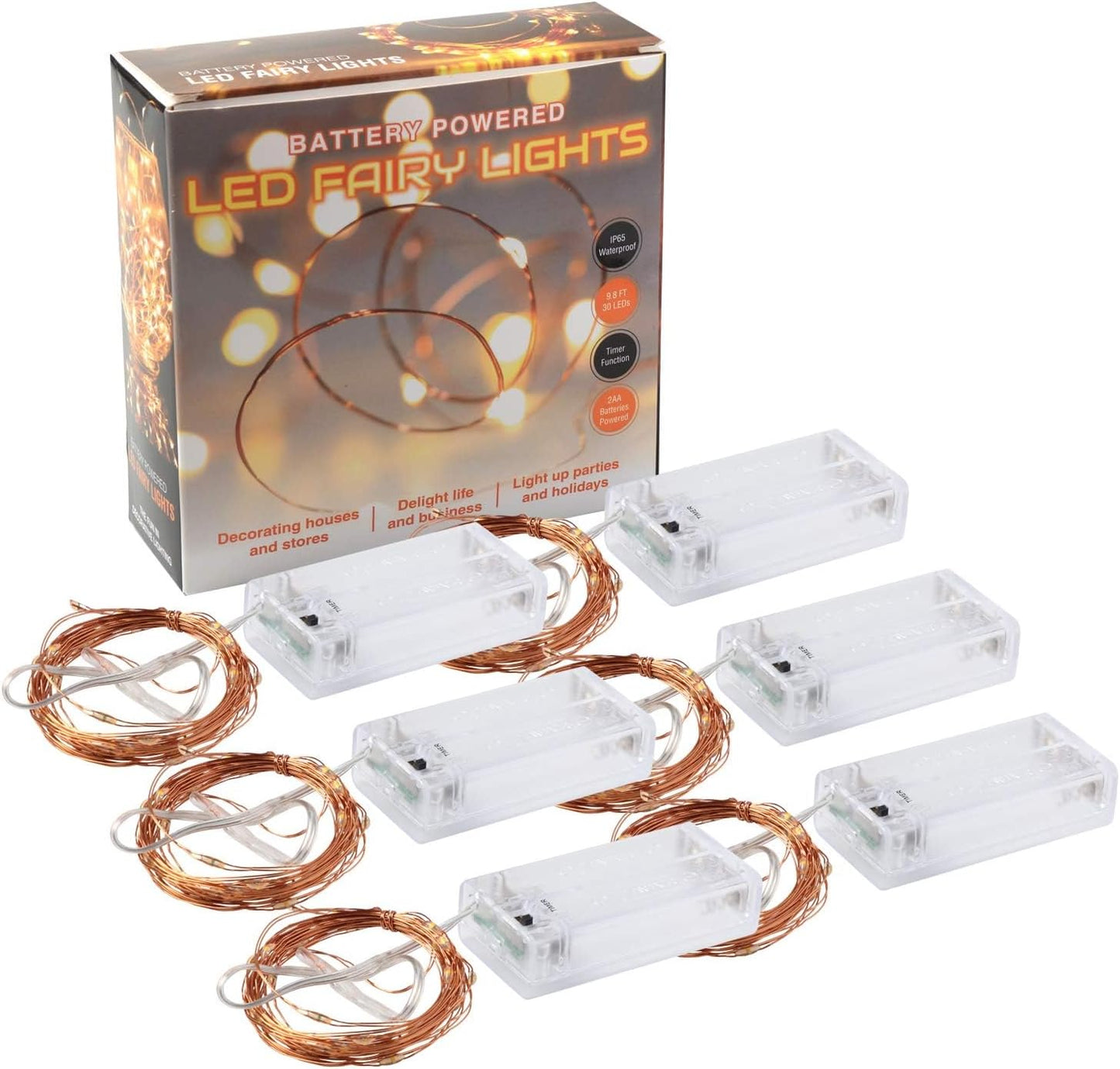 innotree Battery Operated Fairy Lights – Living Room Accent Lighting with 6H Timer, 30 LED Mini Twinkle Strands 6-Pack