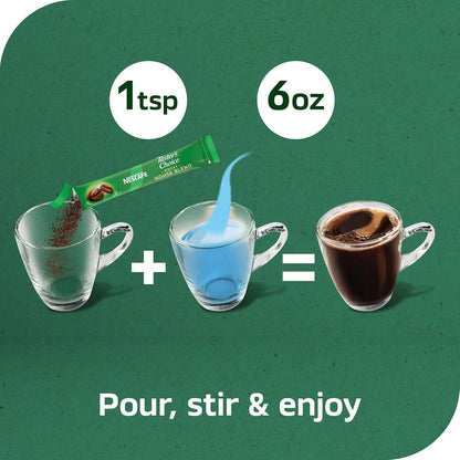 instant coffee format — dissolves in 6 fl oz of hot water with no brewing equipment