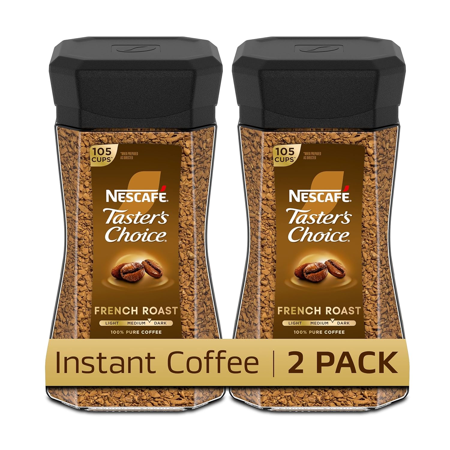 instant coffee granule form that dissolves in hot water in seconds