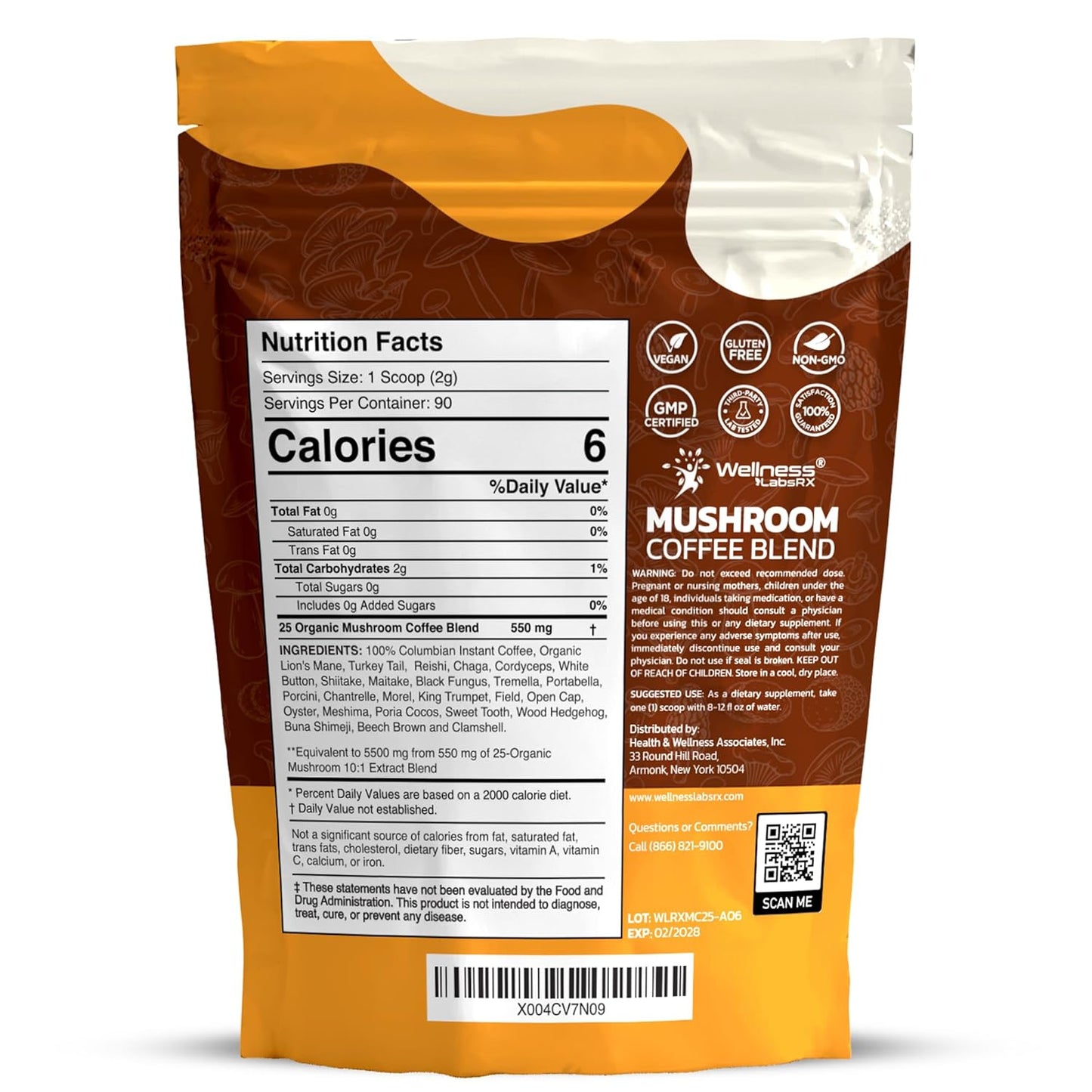 instant powder format with medium-roast organic coffee base for smooth, non-bitter taste