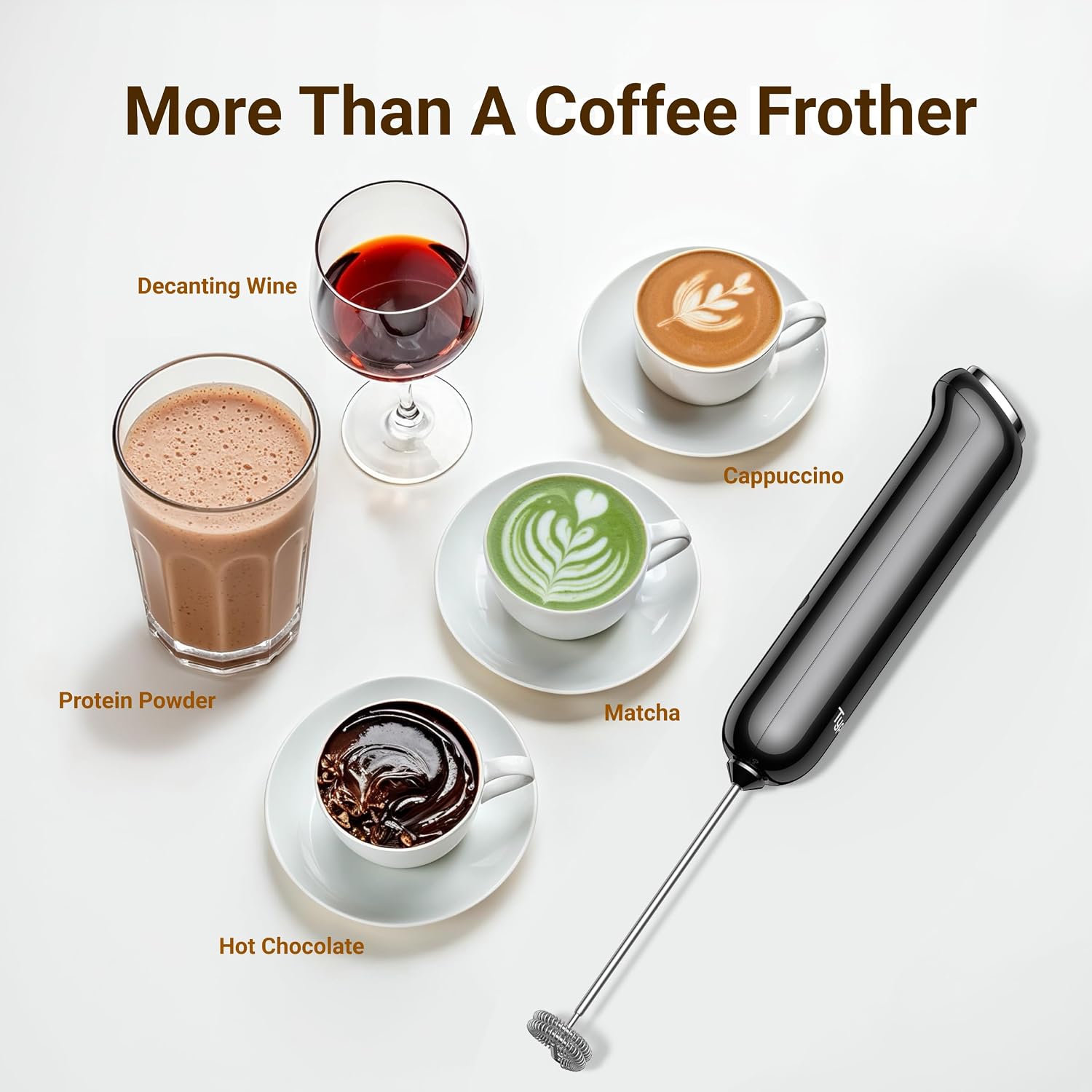 InstaWhisk Milk Frother – Studio Apartment Minimalist Pick, Cordless Wand With Included Charging Stand