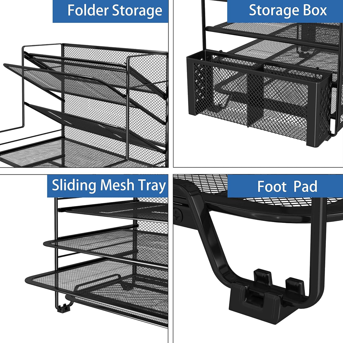 integrated pen holder and two plastic storage boxes for office supplies