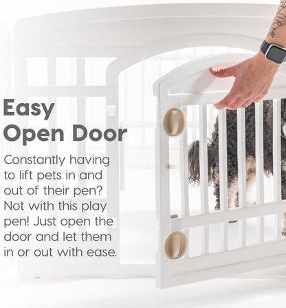 IRIS USA 24" Dog Playpen with Door, 4-Panel Small Dog Playpen, Birthday Gift for First-Time Dog Owners