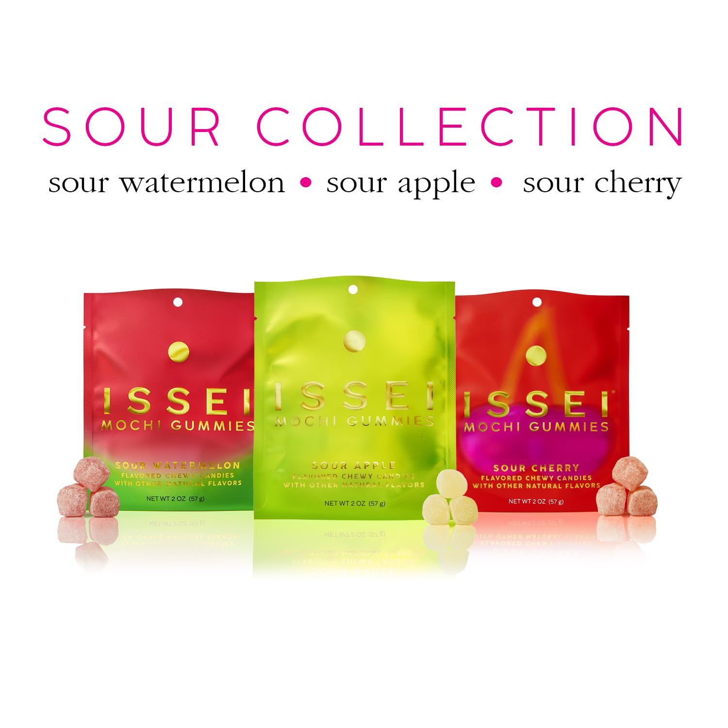 ISSEI Sour Cherry Mochi Gummies | Simple Pantry Snack | Eight Flavor Variants