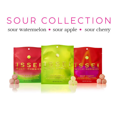 ISSEI Sour Cherry Mochi Gummies | Simple Pantry Snack | Eight Flavor Variants
