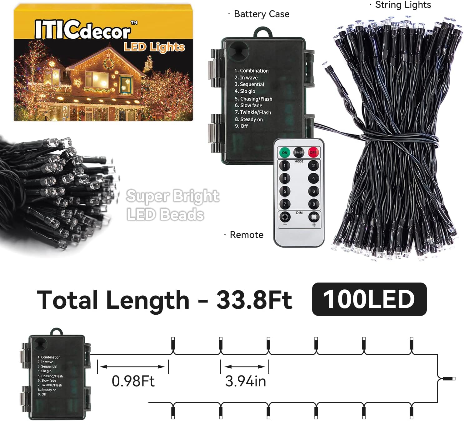 ITICdecor 100 LED Fairy Lights – Aesthetic Indoor Home Decor with 4 Brightness Levels and 6-Hour Auto Timer