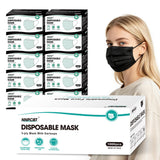 NNPCBT Disposable Face Mask 100 Pack – Daily Commuter Protection for Public Transit and Office Buildings, 3-Ply Black Filter Mask
