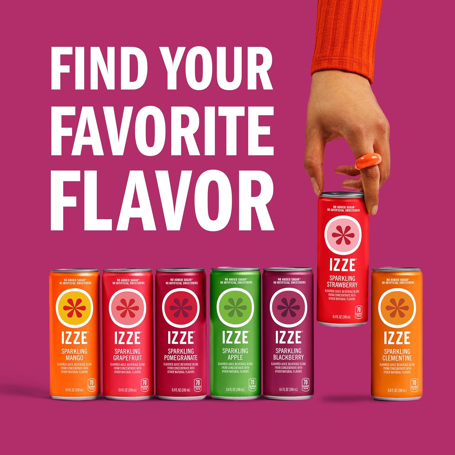 Izze Sparkling Juice – Better-for-You Soda Alternative for Mindful Hydration, 4-Flavor Variety Pack