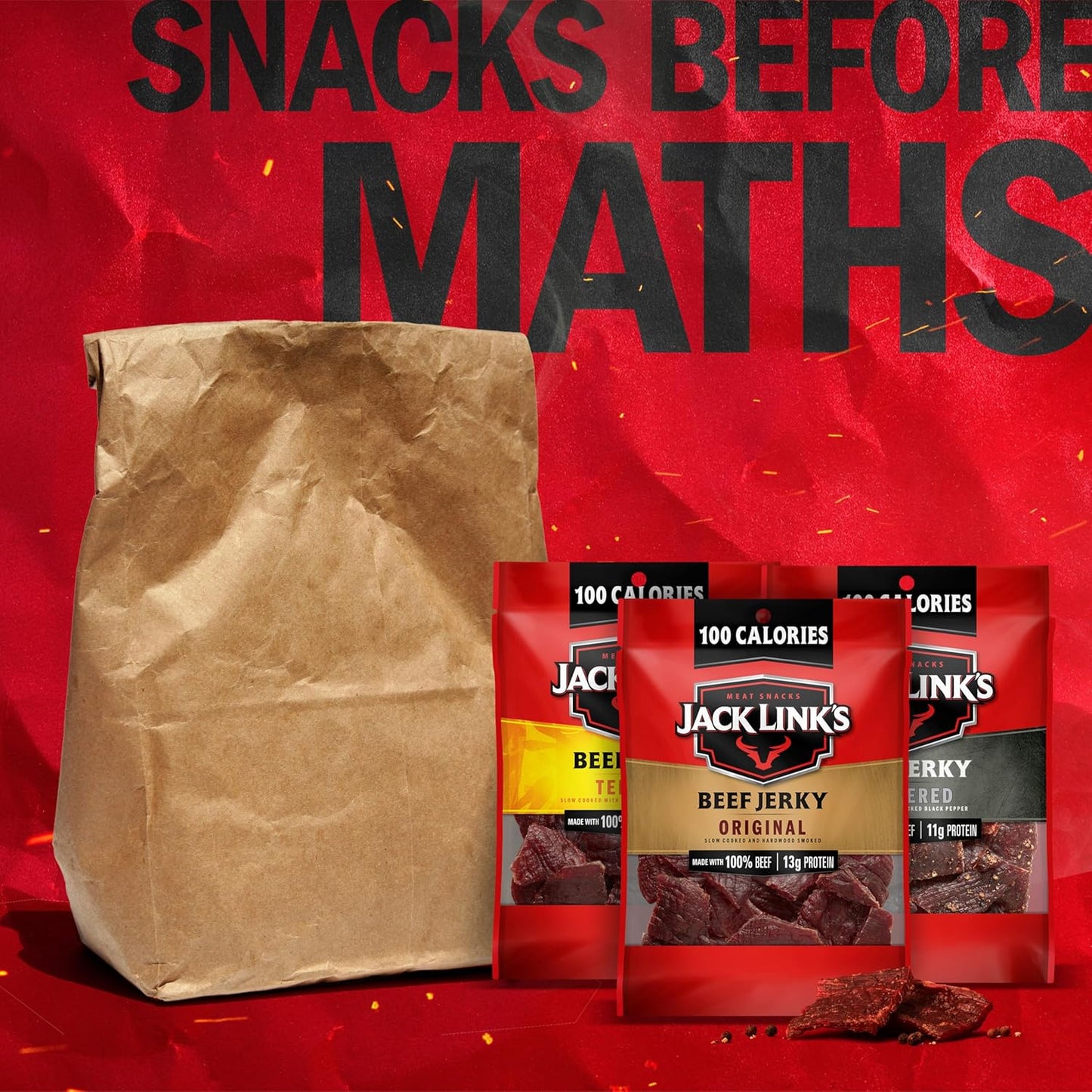 Jack Link's Beef Jerky Variety Pack – Portable Protein Snack for Camping and Hiking Trips, 15 Count Single-Serve Bags