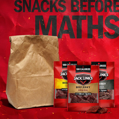 Jack Link's Beef Jerky Variety Pack – Portable Protein Snack for Camping and Hiking Trips, 15 Count Single-Serve Bags