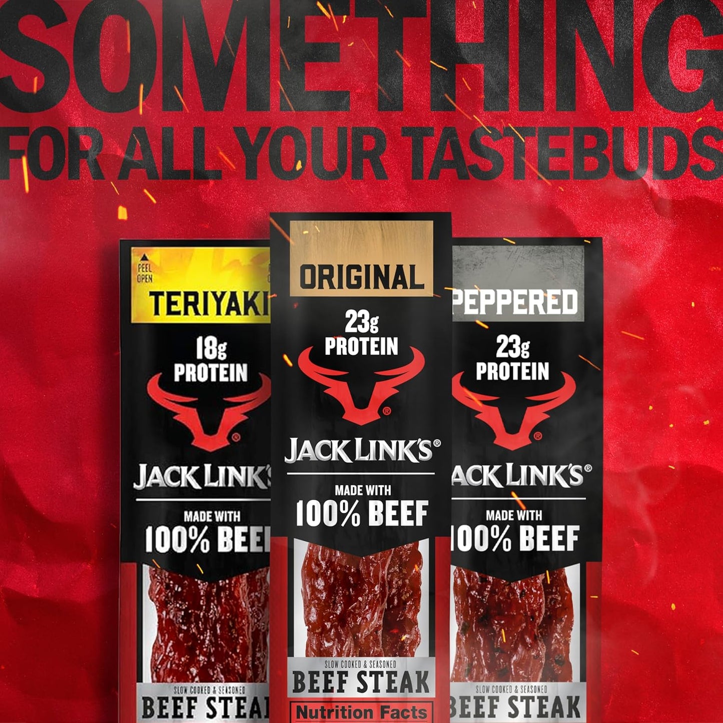 Jack Link's Beef Steak, Peppered - Portable Protein Snack for Hiking and Camping, 23g of Real Beef per Serving