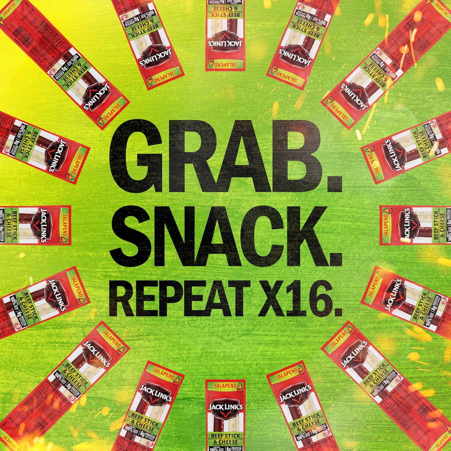 Jack Link's Jalapeno Beef & Cheese Combo – Camping and Hiking Snack, 8g Protein Per Pack