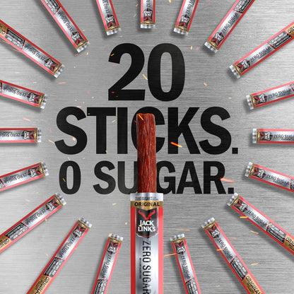 Jack Link's Original Zero Sugar Beef Sticks – 20 Pack of High Protein Snacks for Mindful Snacking and Keto Pantry