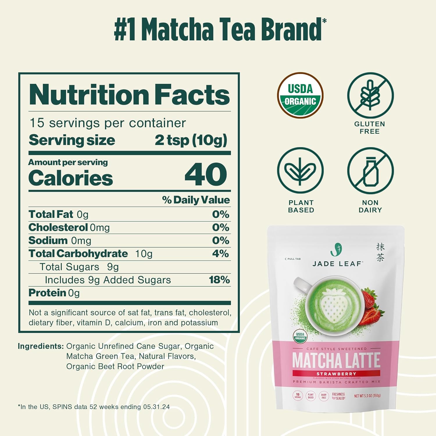 Jade Leaf Matcha Organic Strawberry Matcha Latte Mix – Calming Morning Ritual Drink for Self-Care Routine and Mindful Mornings