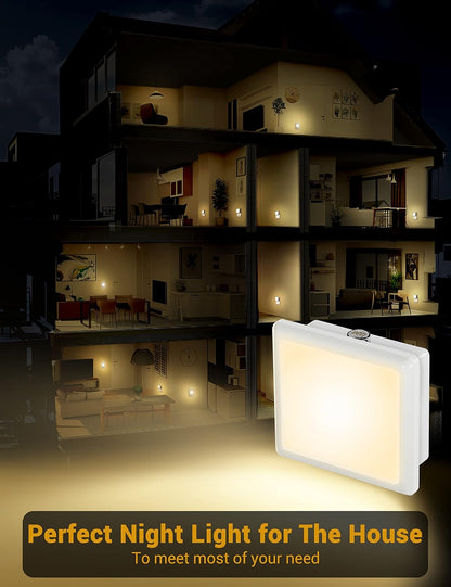 JandCase Night Light 2 Pack – Thoughtful Housewarming Gift for New Homeowners, Warm White Plug-in LED with Auto Sensor