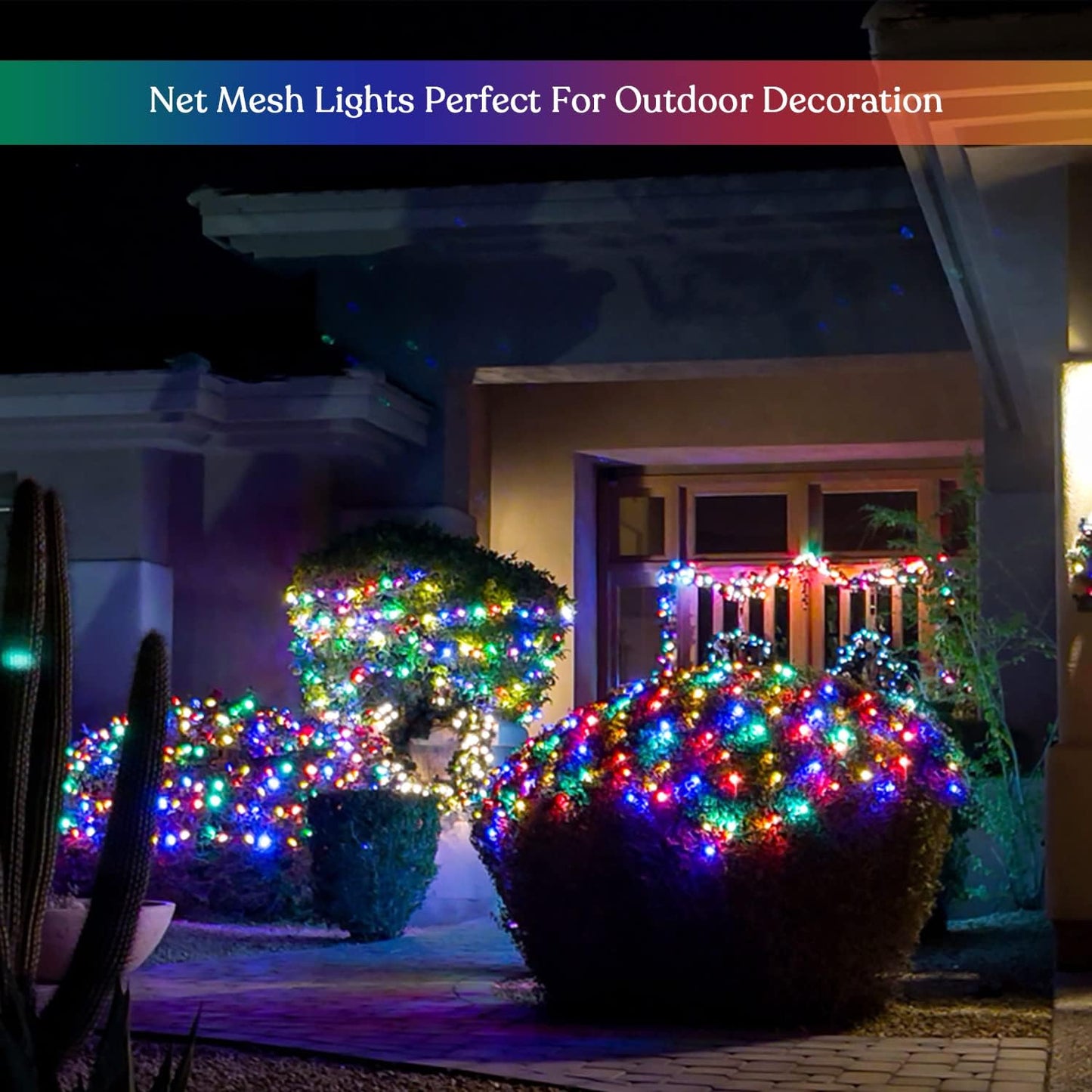 JMEXSUSS 320 LED Solar Net Lights – Flameless Family-Safe Outdoor Lighting, Cool-to-Touch LED Mesh