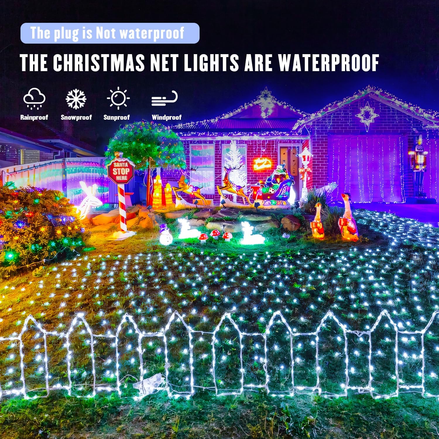 JMEXSUSS UL-Certified 30V Net Lights – Child and Pet-Safe Outdoor String Lights with Low-Voltage Plug
