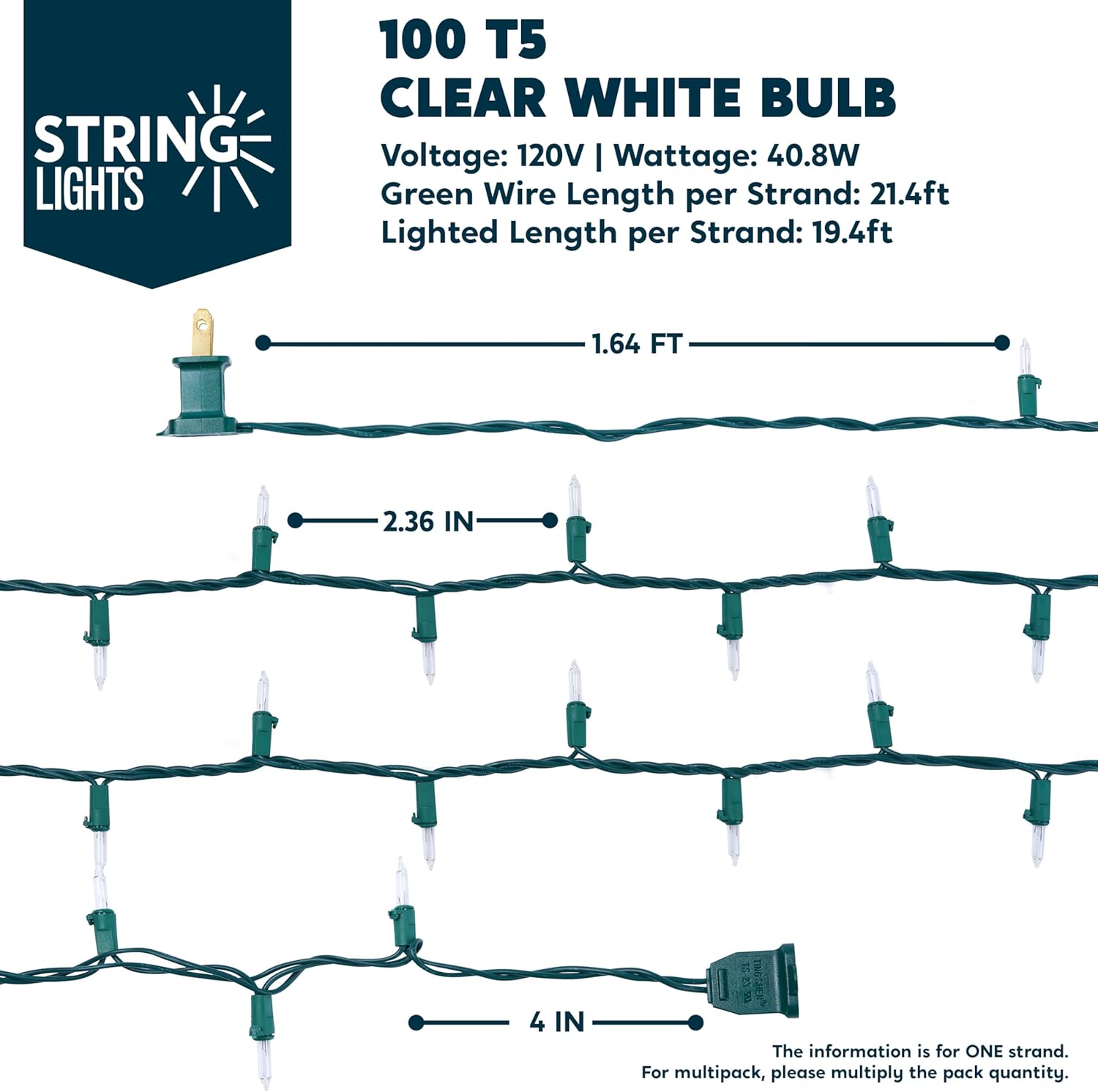Joiedomi Clear Christmas String Lights – Thoughtful Holiday Gift for Mom and Hostesses, 300 Warm White Mini Bulbs on Green Wire, Indoor and Outdoor Use