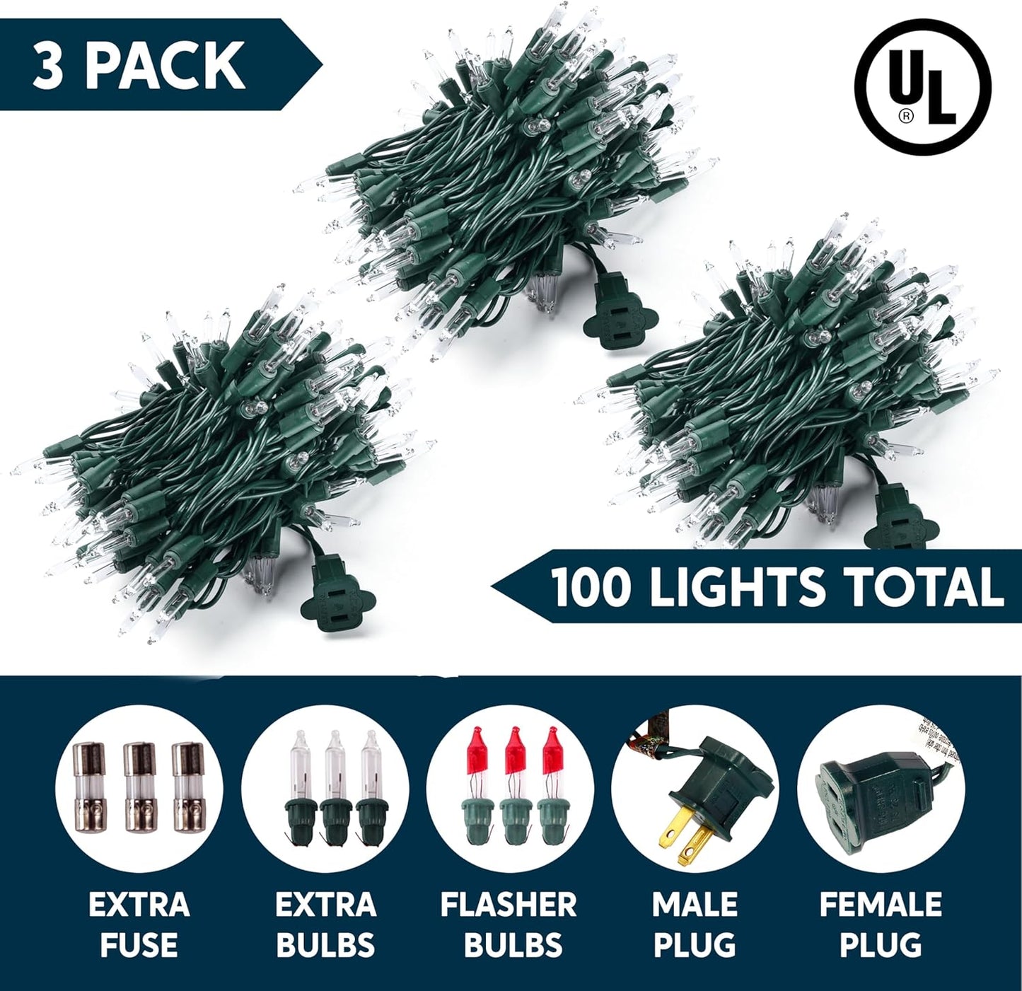 Joiedomi Clear Christmas String Lights – Thoughtful Holiday Gift for Mom and Hostesses, 300 Warm White Mini Bulbs on Green Wire, Indoor and Outdoor Use