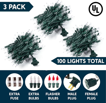 Joiedomi Clear Christmas String Lights – Thoughtful Holiday Gift for Mom and Hostesses, 300 Warm White Mini Bulbs on Green Wire, Indoor and Outdoor Use