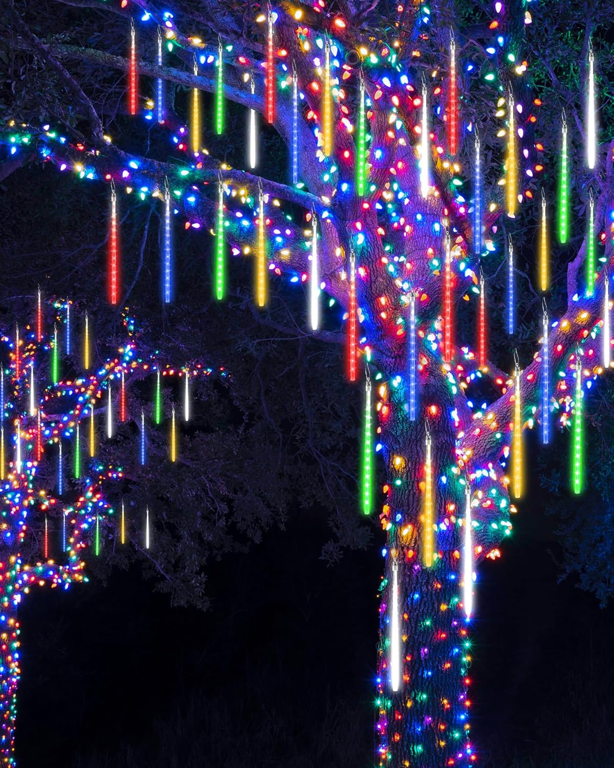 Joomer Falling Icicle Lights – All-Weather Outdoor Christmas Decor for Roofline, Eaves & Yard Trees, IP44 Waterproof
