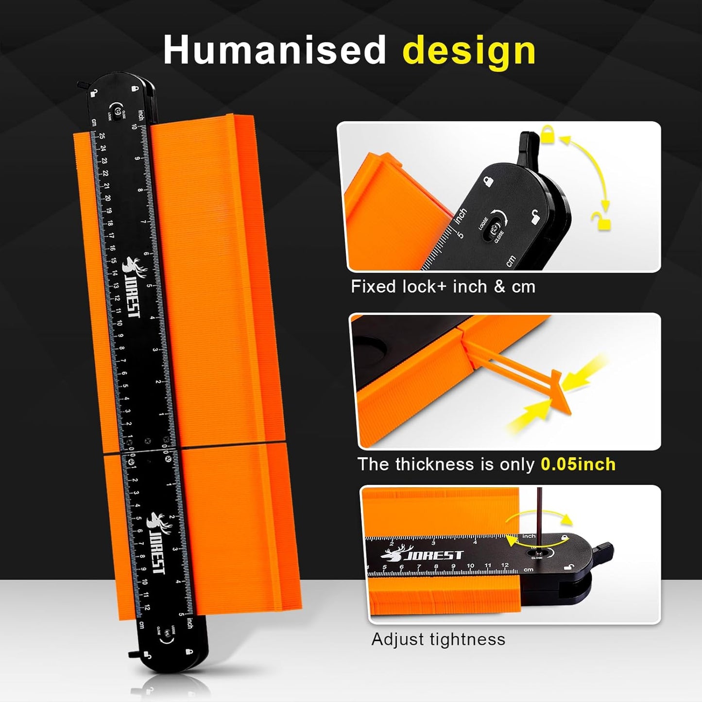 JOREST Connectable Contour Gauge (10+5 Inch) – Workshop Profile Duplicator That Speeds Up Trim, Molding, and Scribing Tasks