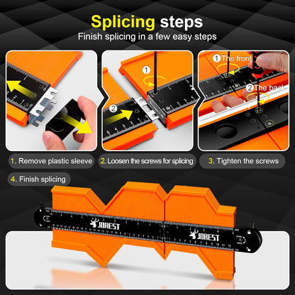 JOREST Connectable Contour Gauge (10+5 Inch) – Workshop Profile Duplicator That Speeds Up Trim, Molding, and Scribing Tasks