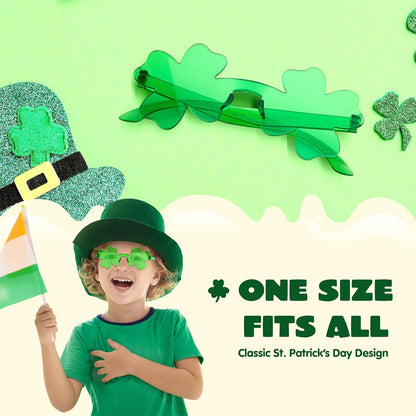 JOYIN Shamrock Glasses – St. Patrick's Day Costume Accessory for School Parade & Kids Birthday Party, Reusable Green Clover Frames, 18-Pack