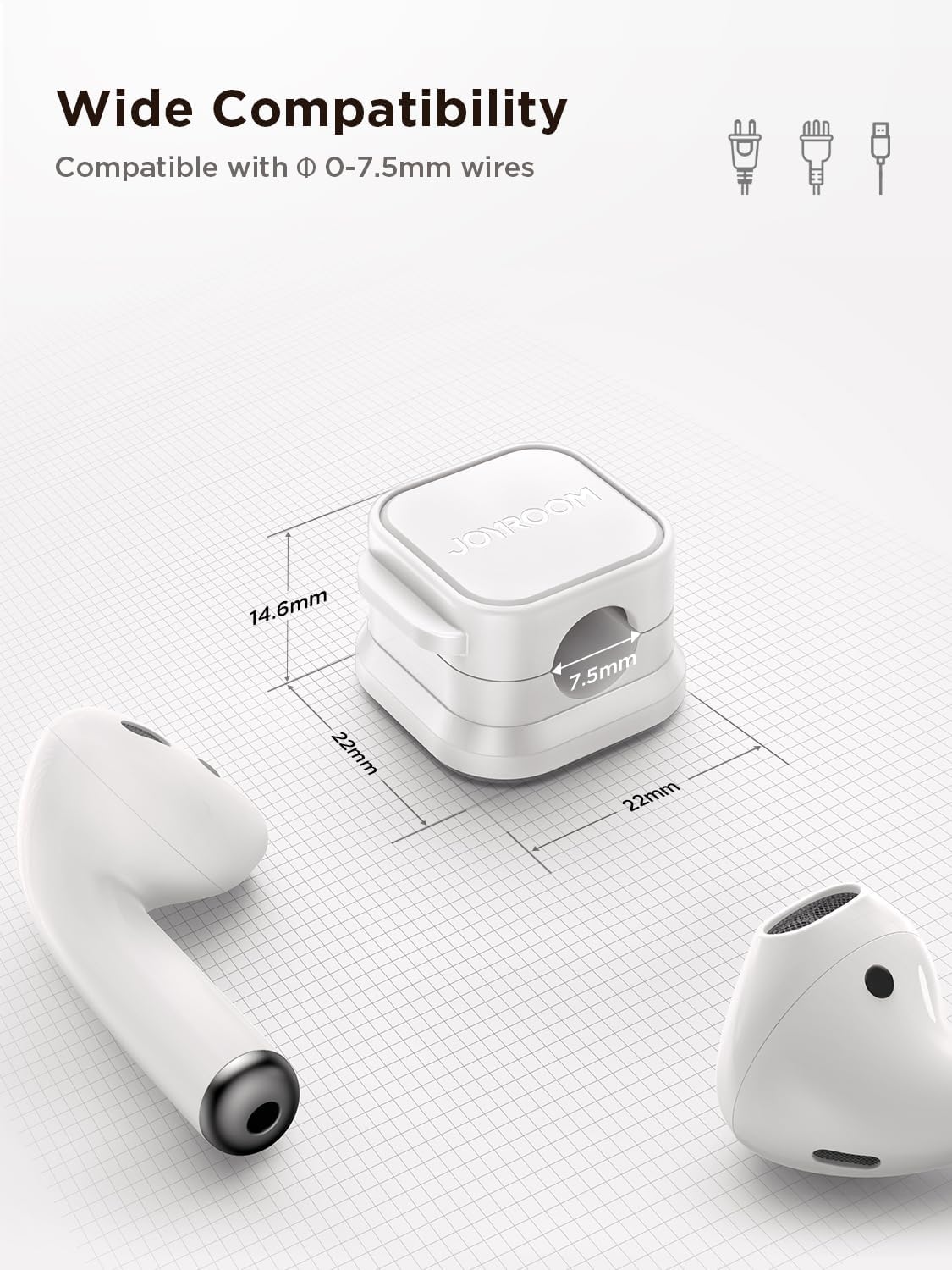 JOYROOM Magnetic Cable Clips for Clean Desk Aesthetic, No-Residue Adhesive Wire Holder